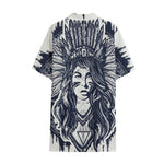Tribal Native Indian Girl Print Cotton Hawaiian Shirt