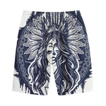Tribal Native Indian Girl Print Cotton Shorts