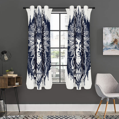 Tribal Native Indian Girl Print Curtain
