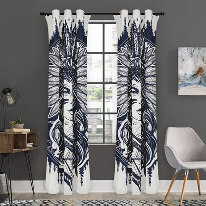 Tribal Native Indian Girl Print Curtain