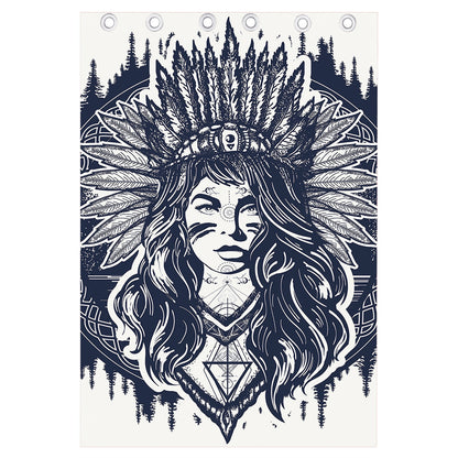 Tribal Native Indian Girl Print Curtain
