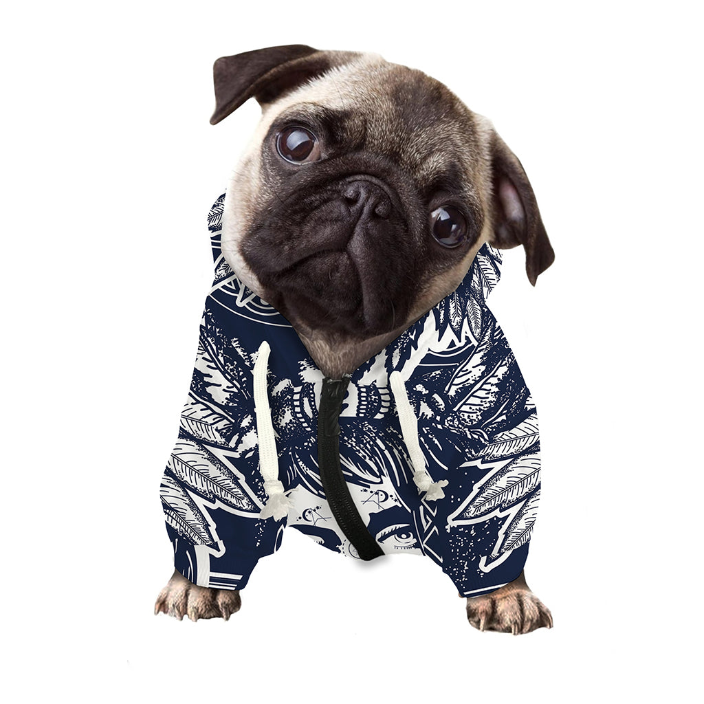 Tribal Native Indian Girl Print Dog Zip Up Hoodie