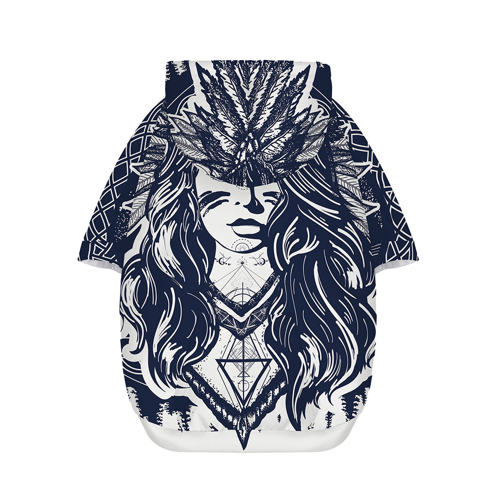 Tribal Native Indian Girl Print Dog Zip Up Hoodie