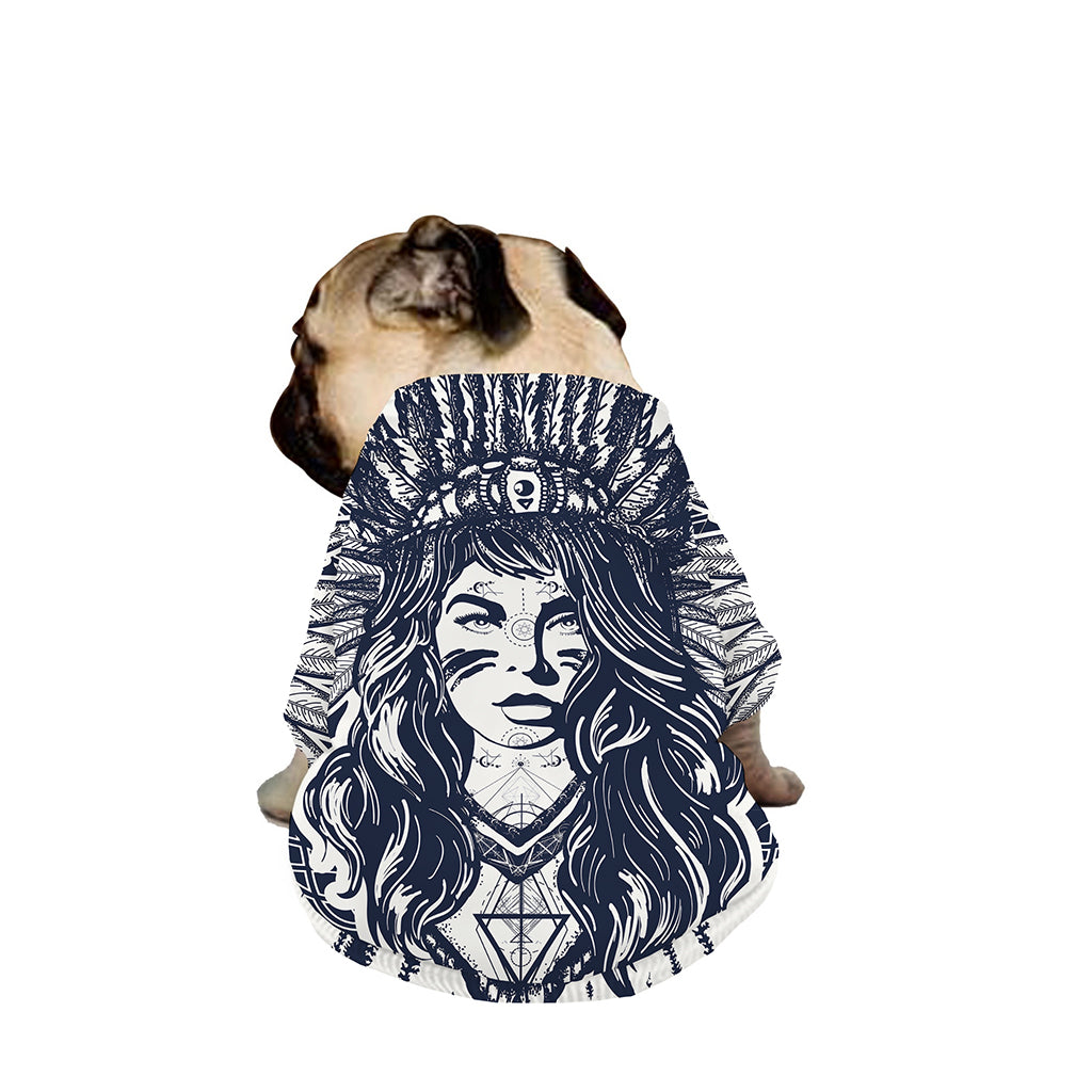 Tribal Native Indian Girl Print Dog Zip Up Jacket