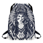 Tribal Native Indian Girl Print Drawstring Backpack