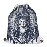 Tribal Native Indian Girl Print Drawstring Bag