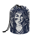Tribal Native Indian Girl Print Drawstring Makeup Bag