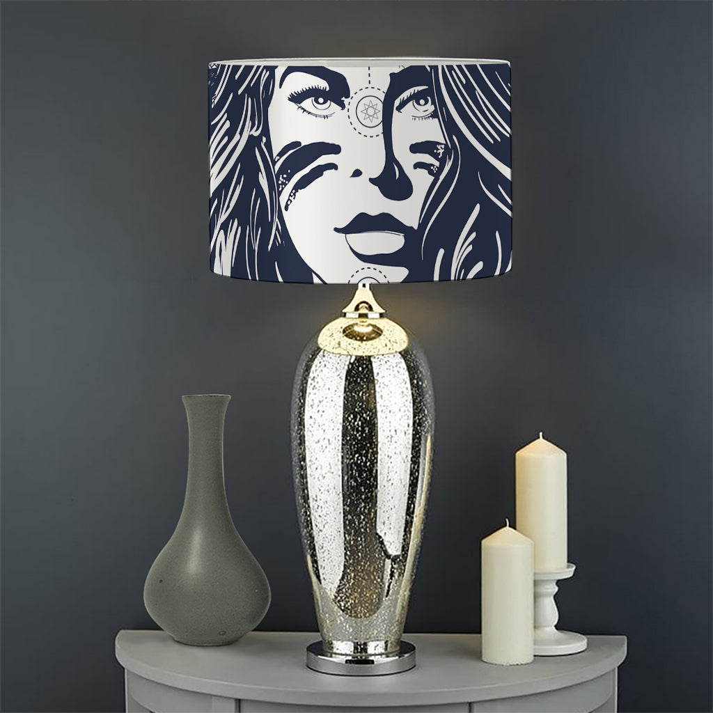 Tribal Native Indian Girl Print Drum Lamp Shade