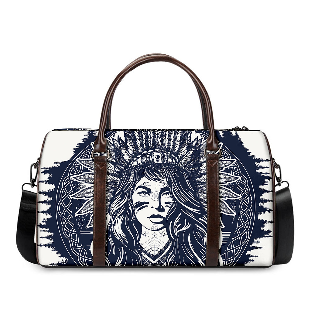 Tribal Native Indian Girl Print Duffle Bag