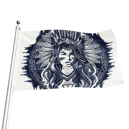 Tribal Native Indian Girl Print Flag