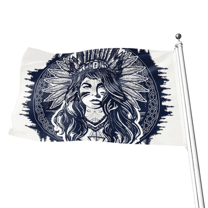 Tribal Native Indian Girl Print Flag