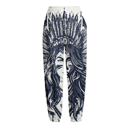 Tribal Native Indian Girl Print Fleece Lined Knit Pants