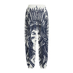 Tribal Native Indian Girl Print Fleece Lined Knit Pants
