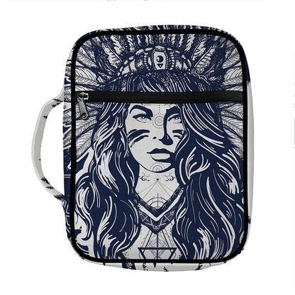 Tribal Native Indian Girl Print Front Pocket Bible Bag