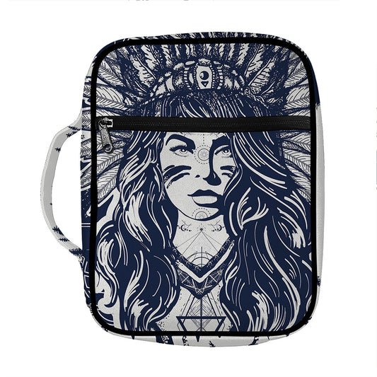 Tribal Native Indian Girl Print Front Pocket Bible Bag