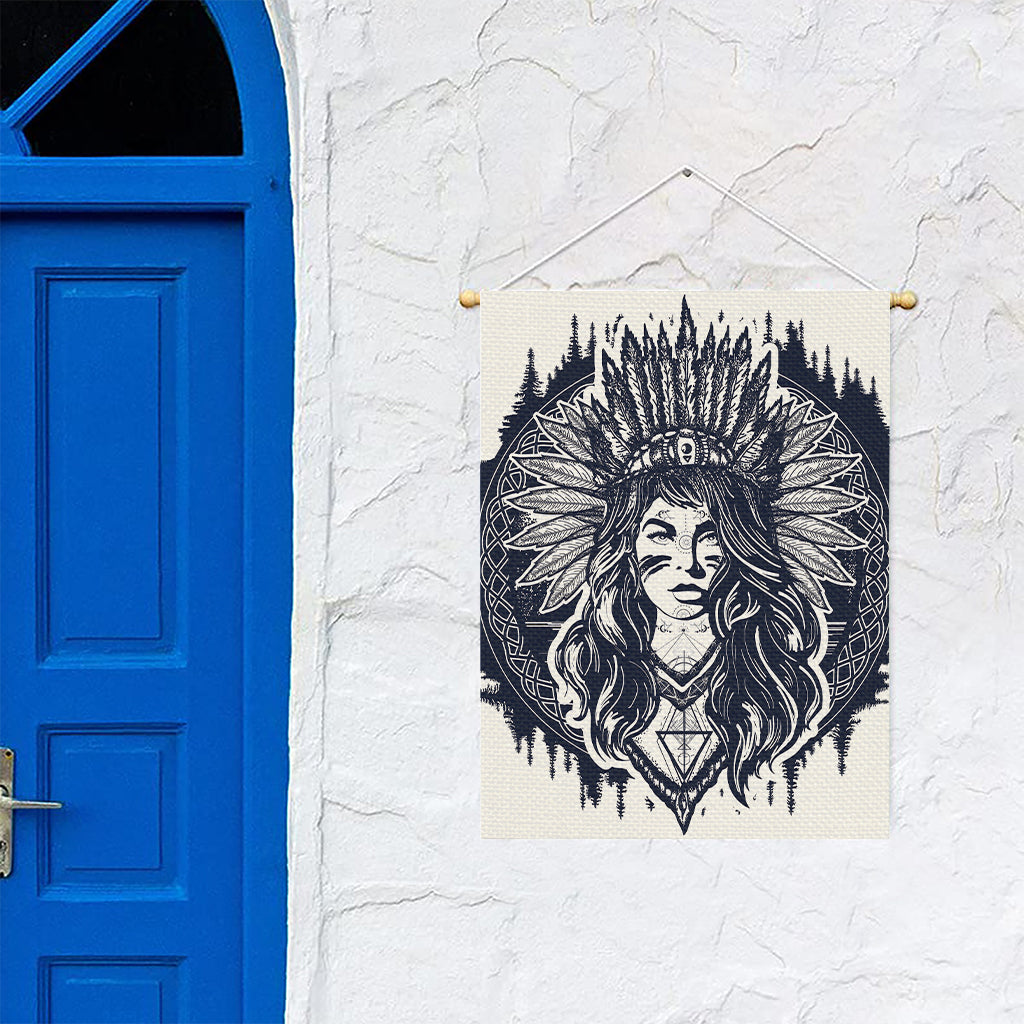 Tribal Native Indian Girl Print Garden Flag