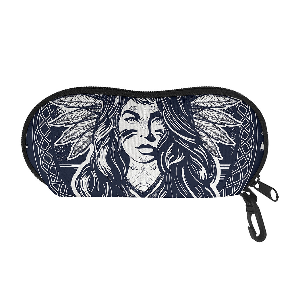 Tribal Native Indian Girl Print Glasses Case