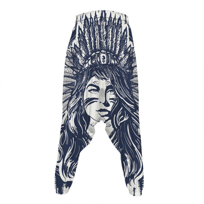 Tribal Native Indian Girl Print Hammer Pants
