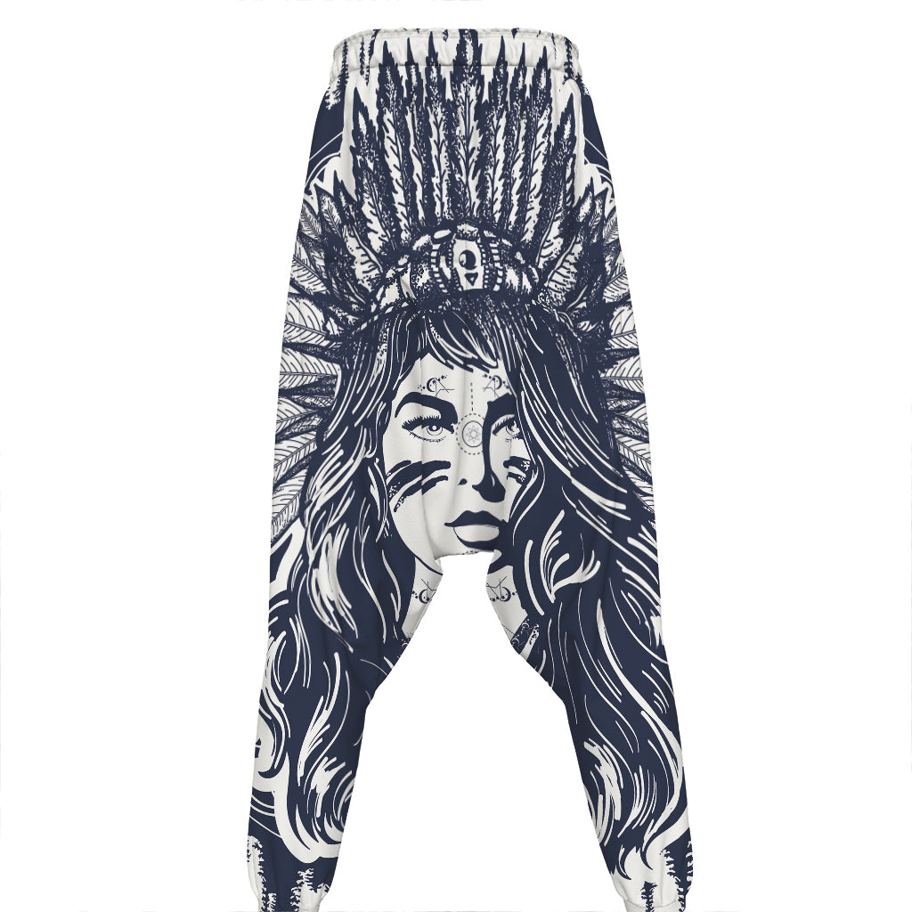 Tribal Native Indian Girl Print Hammer Pants