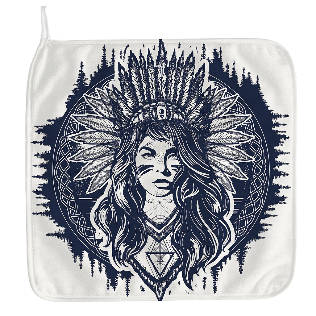 Tribal Native Indian Girl Print Hand Towel