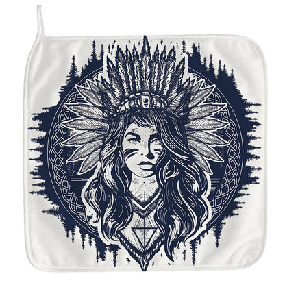 Tribal Native Indian Girl Print Hand Towel