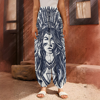 Tribal Native Indian Girl Print Harem Pants
