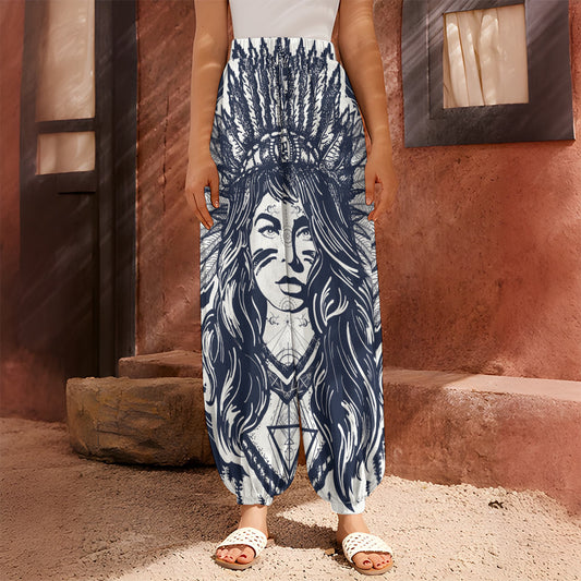 Tribal Native Indian Girl Print Harem Pants