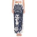 Tribal Native Indian Girl Print High Slit Maxi Skirt