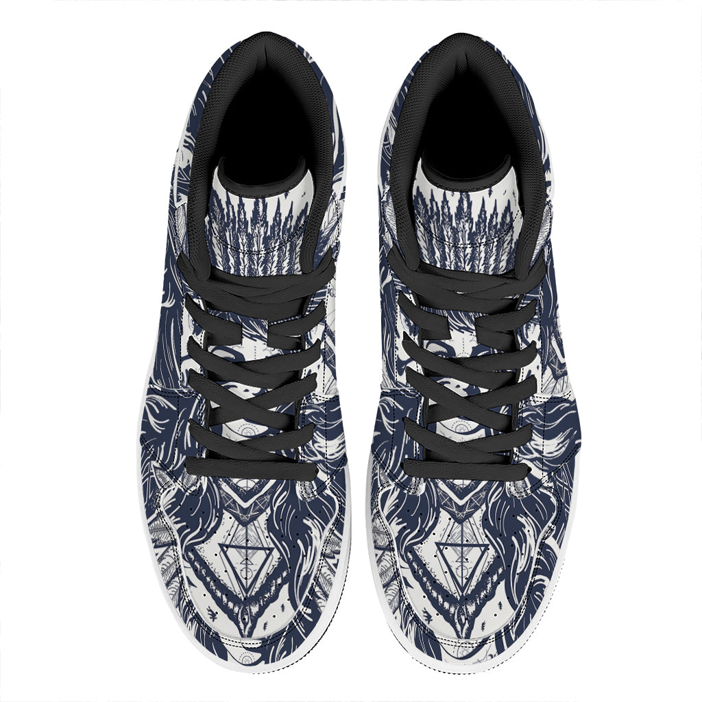 Tribal Native Indian Girl Print High Top Leather Sneakers