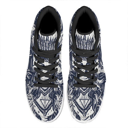 Tribal Native Indian Girl Print High Top Leather Sneakers
