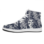 Tribal Native Indian Girl Print High Top Leather Sneakers