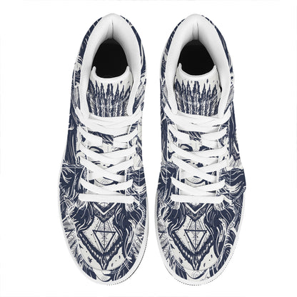 Tribal Native Indian Girl Print High Top Leather Sneakers