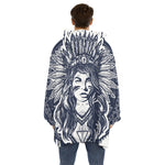 Tribal Native Indian Girl Print Hoodie Blanket