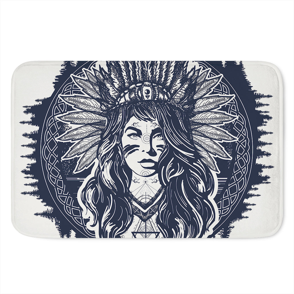 Tribal Native Indian Girl Print Indoor Door Mat