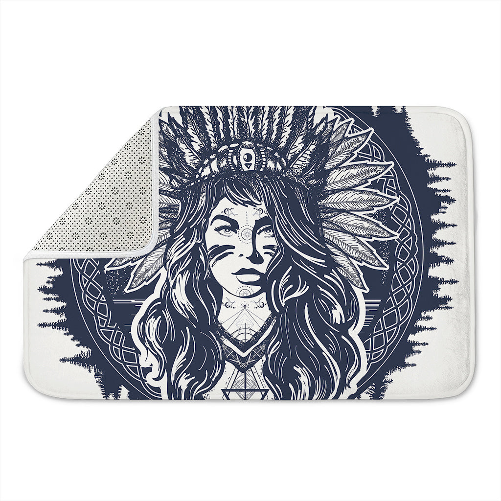 Tribal Native Indian Girl Print Indoor Door Mat