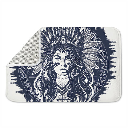 Tribal Native Indian Girl Print Indoor Door Mat
