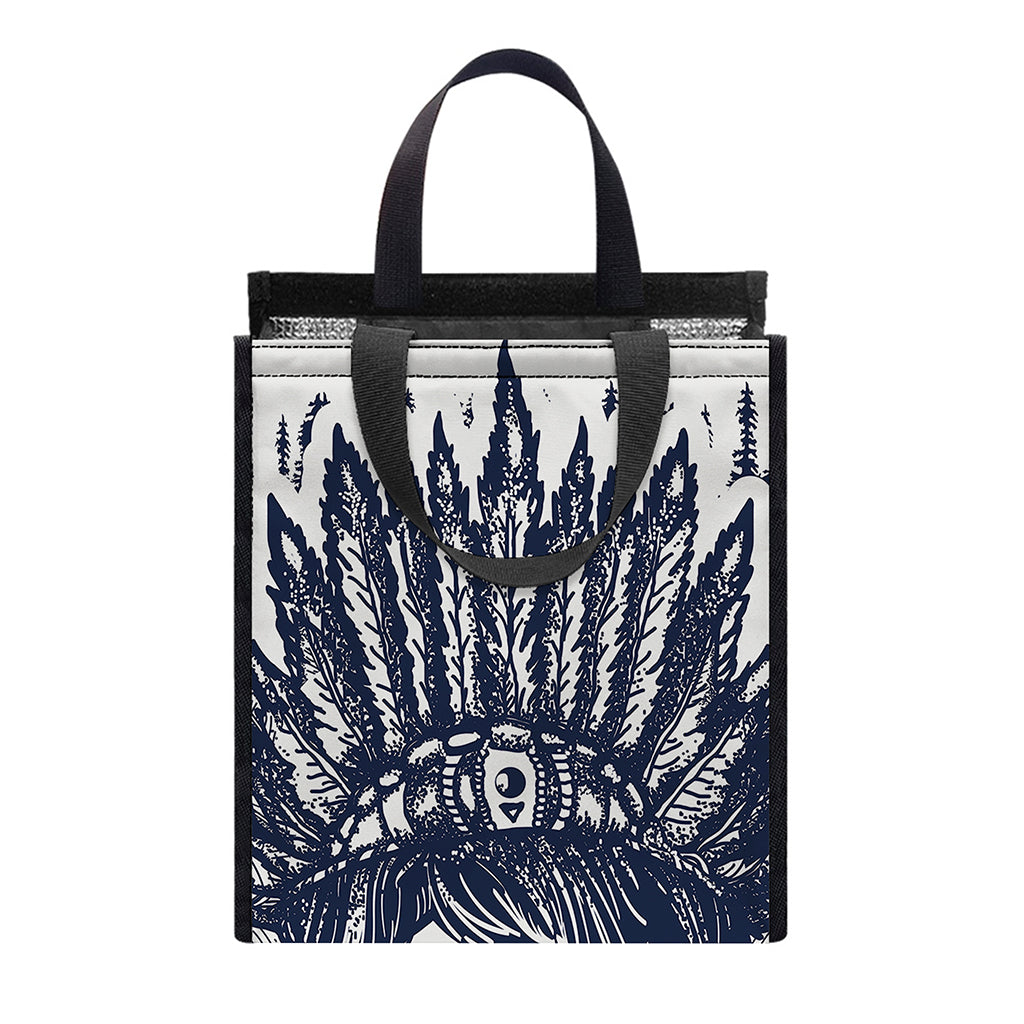 Tribal Native Indian Girl Print Insulated Lunch Tote