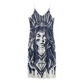 Tribal Native Indian Girl Print Jersey Midi Cami Dress