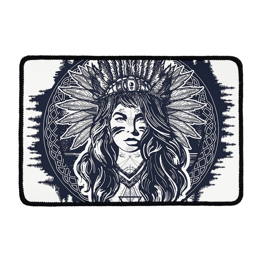 Tribal Native Indian Girl Print Kitchen Mat
