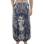 Tribal Native Indian Girl Print Lantern Pants