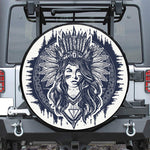 Tribal Native Indian Girl Print Leather Spare Tire Cover