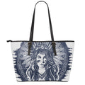 Tribal Native Indian Girl Print Leather Tote Bag With Zipper