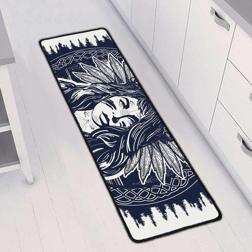 Tribal Native Indian Girl Print Long Kitchen Mat