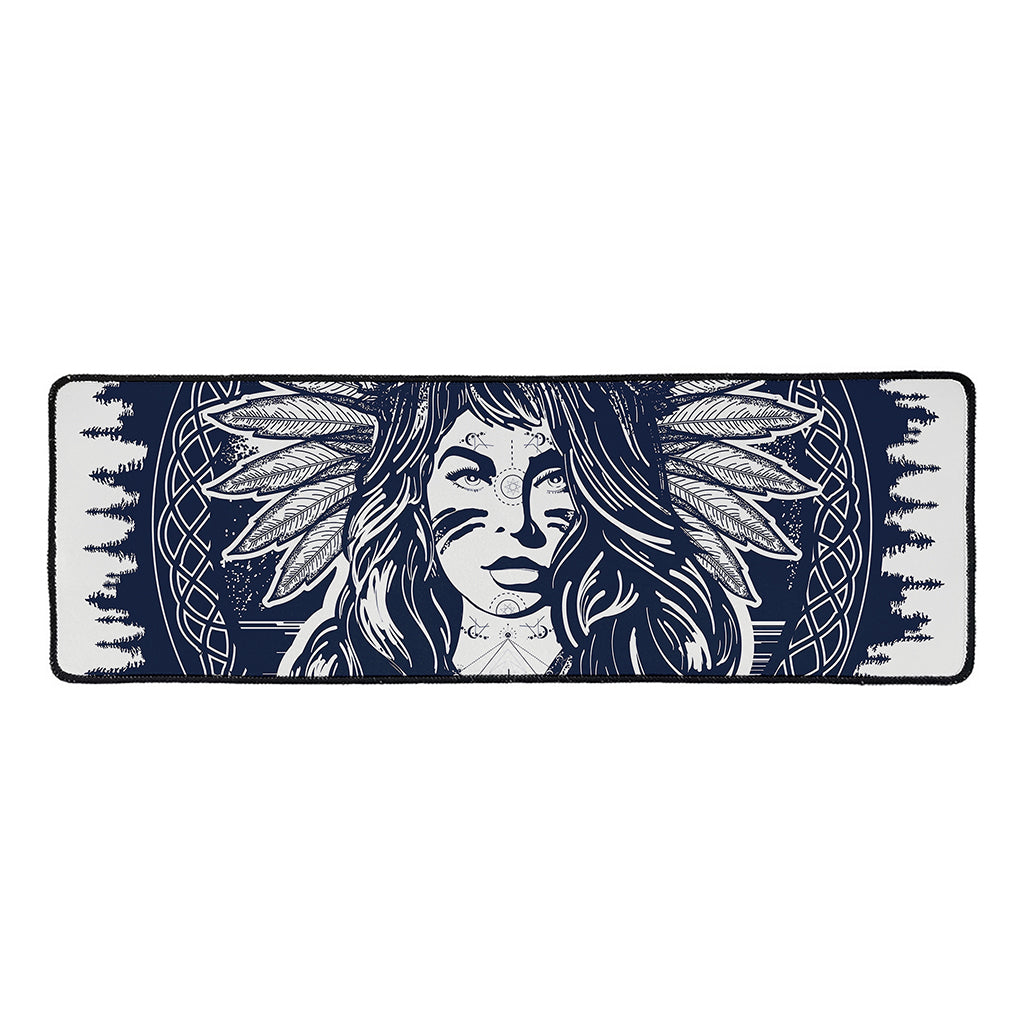 Tribal Native Indian Girl Print Long Kitchen Mat