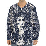 Tribal Native Indian Girl Print Long Sleeve Baseball Jersey