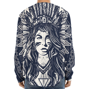 Tribal Native Indian Girl Print Long Sleeve Baseball Jersey