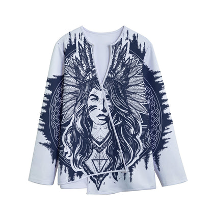 Tribal Native Indian Girl Print Long Sleeve Short Coat