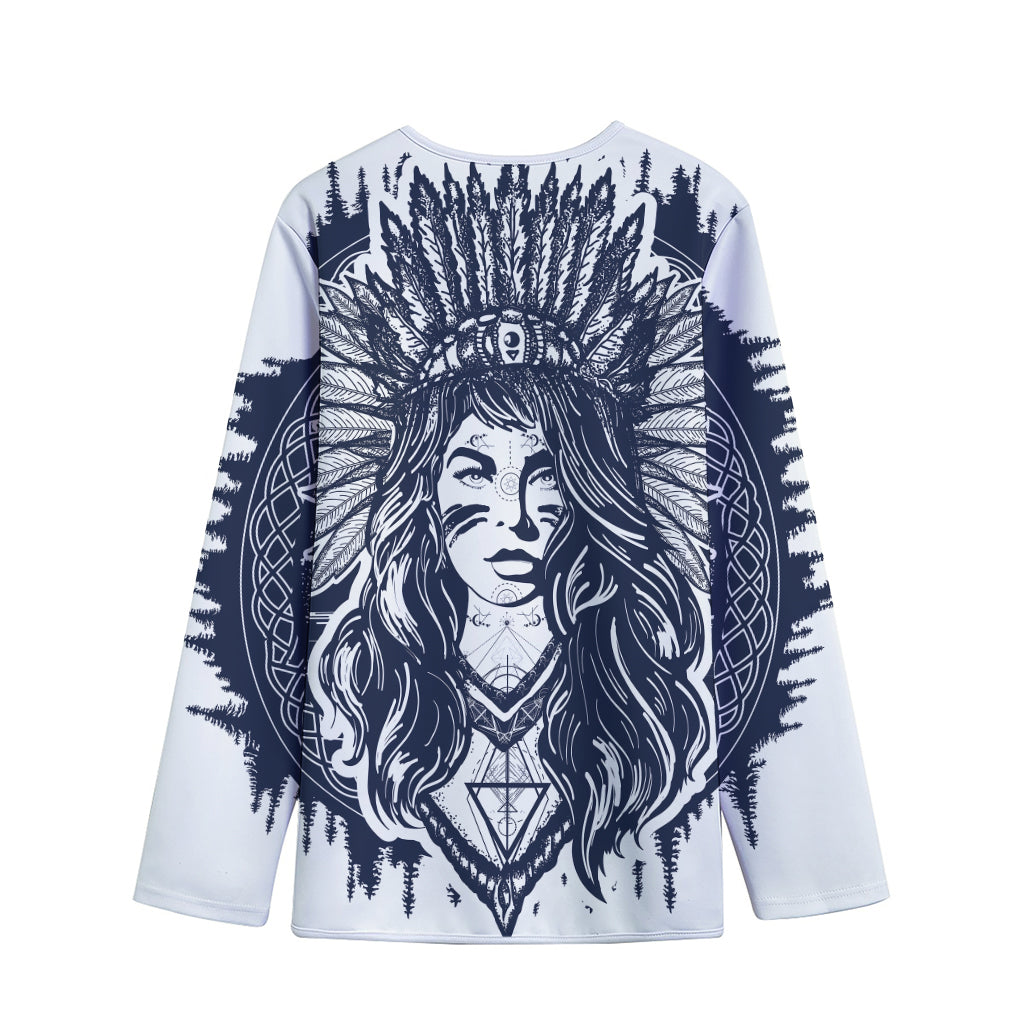 Tribal Native Indian Girl Print Long Sleeve Short Coat