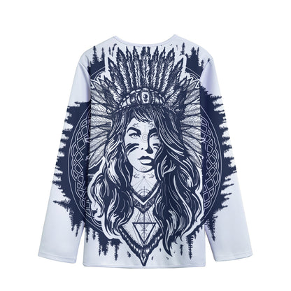 Tribal Native Indian Girl Print Long Sleeve Short Coat