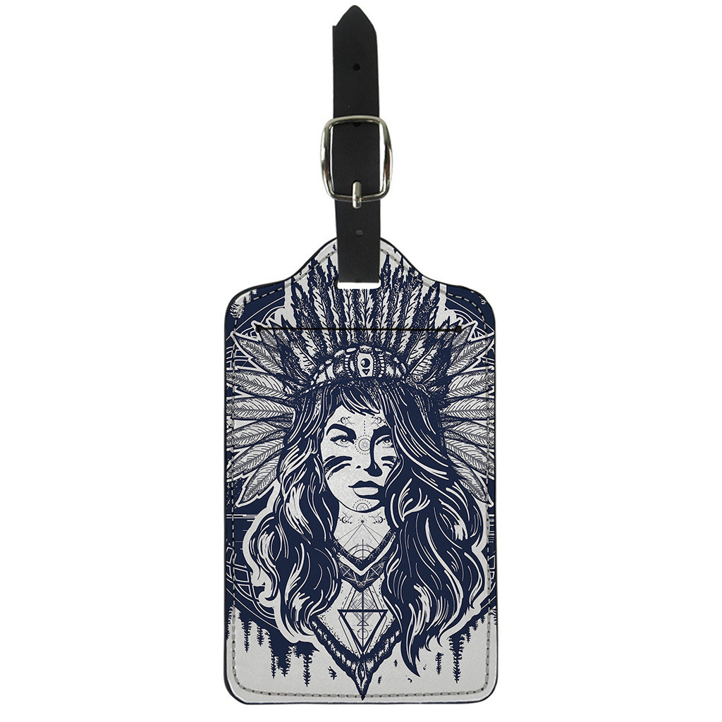 Tribal Native Indian Girl Print Luggage Tag